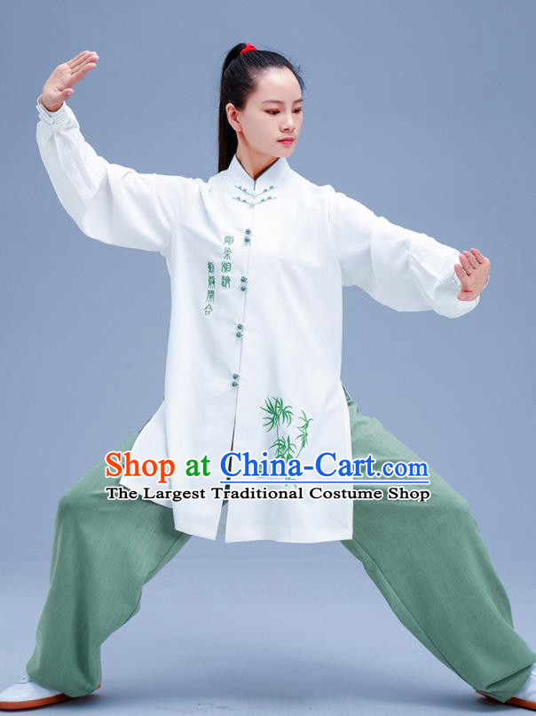 Chinese Traditional Kung Fu Embroidered Bamboo Outfits Martial Arts Competition Costumes for Women