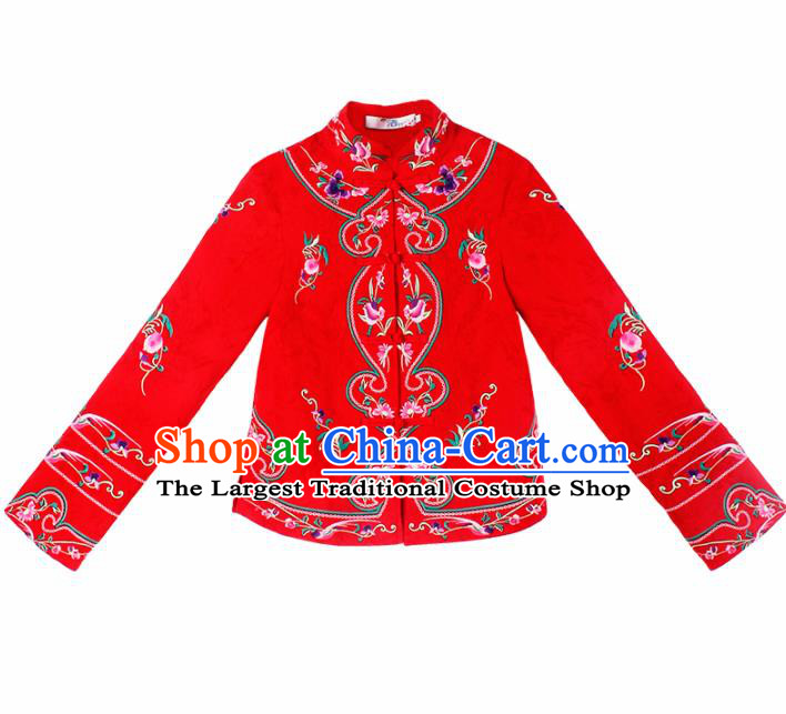Chinese Traditional Embroidered Red Blouse and Skirt National Tang Suit Cheongsam Costumes for Women