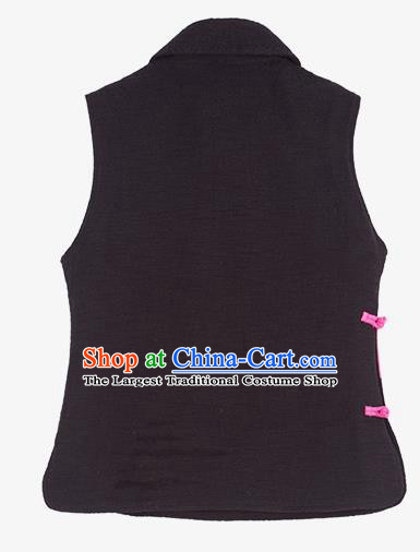 Chinese Traditional Embroidered Black Vest National Upper Outer Garment Tang Suit Costume for Women