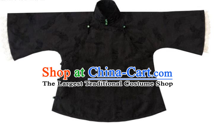 Chinese Traditional Tang Suit Black Lace Shirt National Upper Outer Garment Blouse Costume for Women