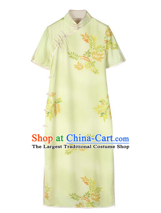 Chinese Traditional Retro Yellow Qipao Dress National Tang Suit Cheongsam Costumes for Women