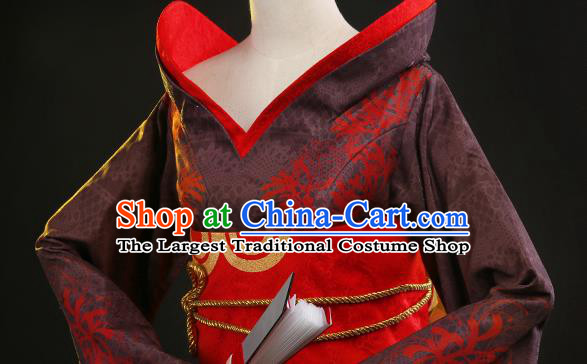 Japanese Traditional Cosplay Geisha Deep Purple Kimono Dress Japan Yukata Costumes for Women