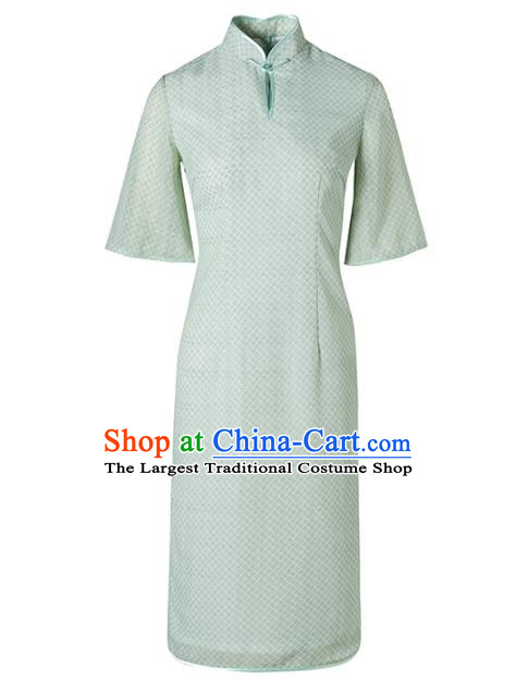 Republic of China Traditional Light Green Qipao Dress Chinese National Tang Suit Cheongsam Costumes for Women