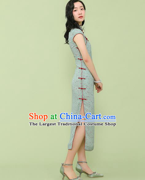 Republic of China Traditional Green Qipao Dress Chinese National Tang Suit Cheongsam Costumes for Women