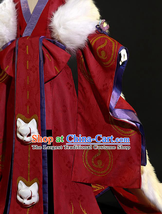 Japanese Traditional Cosplay Geisha Red Kimono Dress Japan Costumes for Women