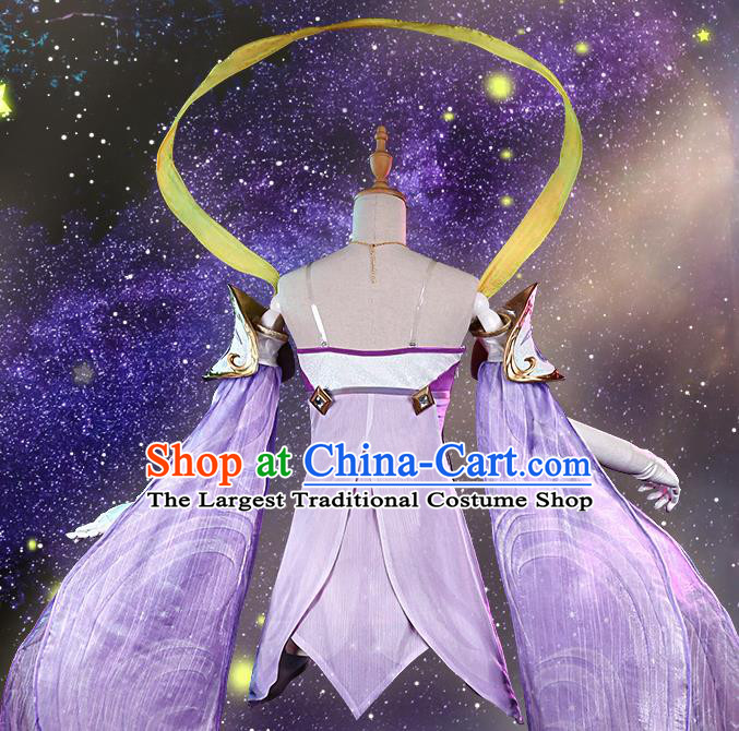 Chinese Traditional Cosplay Fairy Purple Hanfu Dress Ancient Female Swordsman Costumes for Women