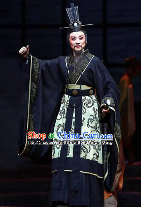 Chinese Traditional Qin Dynasty Minister Hanfu Clothing Ancient Poet Qu Yuan Historical Costumes for Men