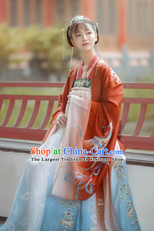 Chinese Traditional Tang Dynasty Wedding Red Hanfu Dress Ancient Royal Princess Costumes for Women