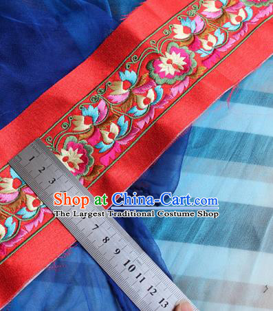Chinese Traditional Embroidered Flowers Red Applique Embroidery Patch Embroidery Craft Accessories