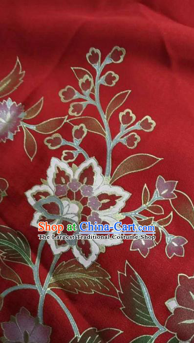 Traditional Japan Geisha Printing Butterfly Red Furisode Kimono Asian Japanese Fashion Apparel Costume for Women