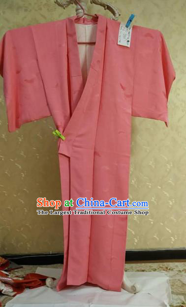 Traditional Japan Geisha Pink Brocade Furisode Kimono Asian Japanese Fashion Apparel Costume for Women