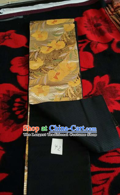 Japanese Geisha Classical Pattern Brown Brocade Kimono Belts Traditional Japan Yukata Waistband
