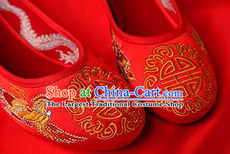 Chinese Traditional Red Embroidered Phoenix Shoes Opera Shoes Hanfu Shoes Wedding Shoes for Women