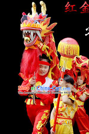 Chinese Traditional Dragon Dance Red Head Lantern Festival Folk Dance Prop Complete Set