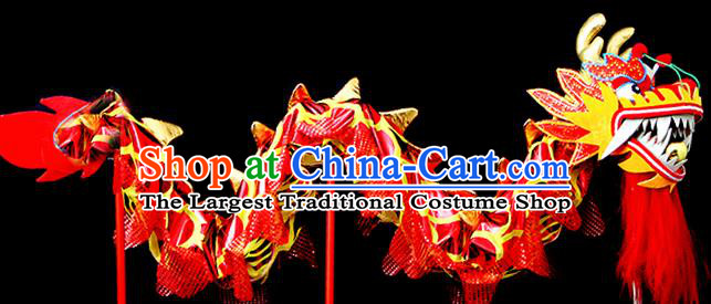 Chinese Traditional Dragon Dance Red Head Lantern Festival Folk Dance Prop Complete Set