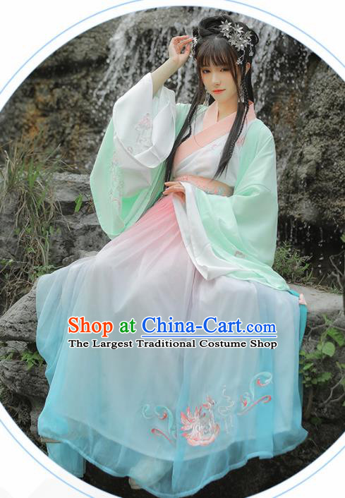 Traditional Chinese Jin Dynasty Imperial Consort Hanfu Dress Ancient Palace Princess Historical Costumes for Women