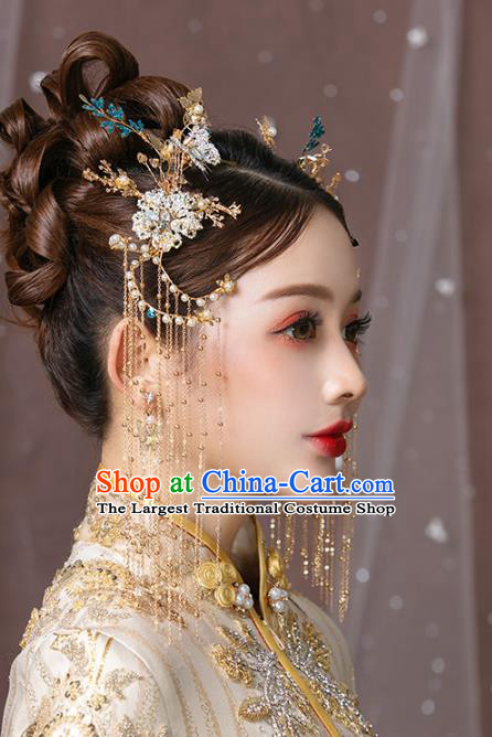 Chinese Traditional Hanfu Butterfly Flowers Hair Clasp Tassel Hairpins Ancient Princess Hair Accessories for Women