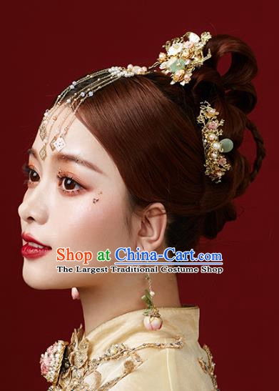 Chinese Traditional Hanfu Golden Phoenix Hair Clip Ancient Bride Hair Accessories for Women