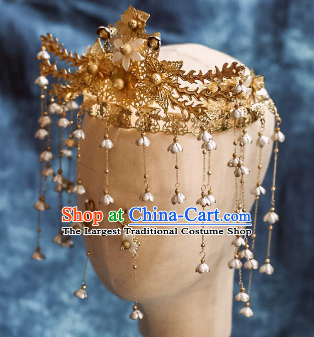 Chinese Traditional Wedding Golden Phoenix Hair Comb Hairpins Ancient Bride Hair Accessories for Women