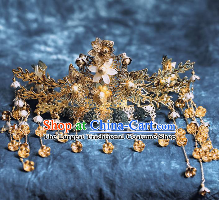 Chinese Traditional Wedding Golden Phoenix Hair Comb Hairpins Ancient Bride Hair Accessories for Women