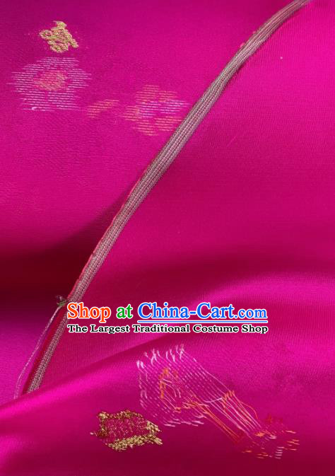 Chinese Traditional Classical Pattern Design Rosy Silk Fabric Asian Hanfu Material