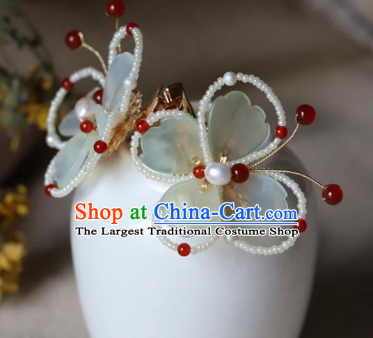 Traditional Chinese Handmade Beads Butterfly Hair Claw Headdress Ancient Hanfu Hair Accessories for Women