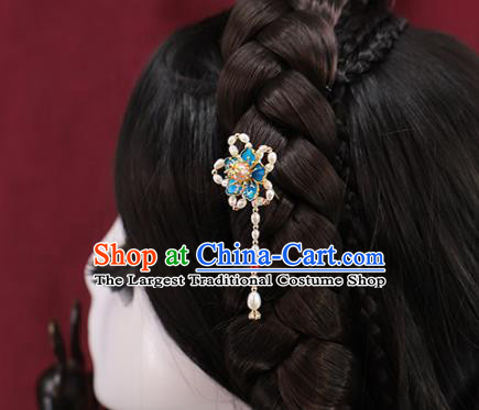 Traditional Chinese Handmade Pearls Plum Blossom Tassel Hairpins Headdress Ancient Hanfu Hair Accessories for Women