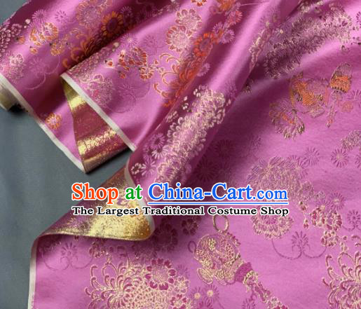 Chinese Classical Chrysanthemum Pattern Design Pink Silk Fabric Asian Traditional Hanfu Brocade Material