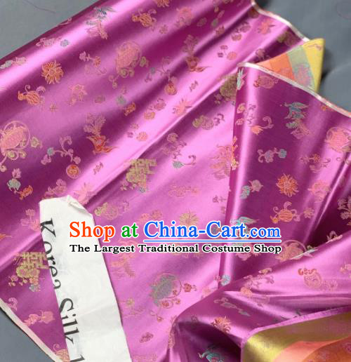 Chinese Classical Phoenix Bamboo Pattern Design Lilac Silk Fabric Asian Traditional Hanfu Brocade Material