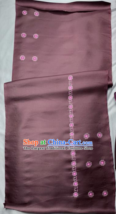 Chinese Classical Embroidered Pattern Design Purple Silk Fabric Asian Traditional Hanfu Brocade Material