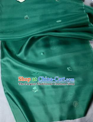 Chinese Classical Round Pattern Design Green Silk Fabric Asian Traditional Hanfu Material