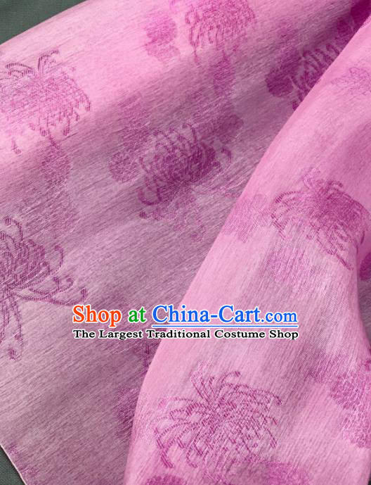 Chinese Classical Chrysanthemum Pattern Design Lilac Silk Fabric Asian Traditional Hanfu Brocade Material