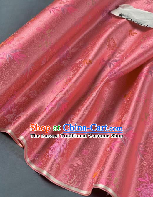 Chinese Classical Chrysanthemum Pattern Design Pink Silk Fabric Asian Traditional Hanfu Brocade Material