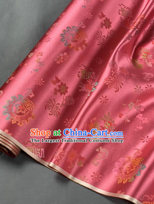 Chinese Classical Chrysanthemum Pattern Design Peach Pink Silk Fabric Asian Traditional Hanfu Brocade Material