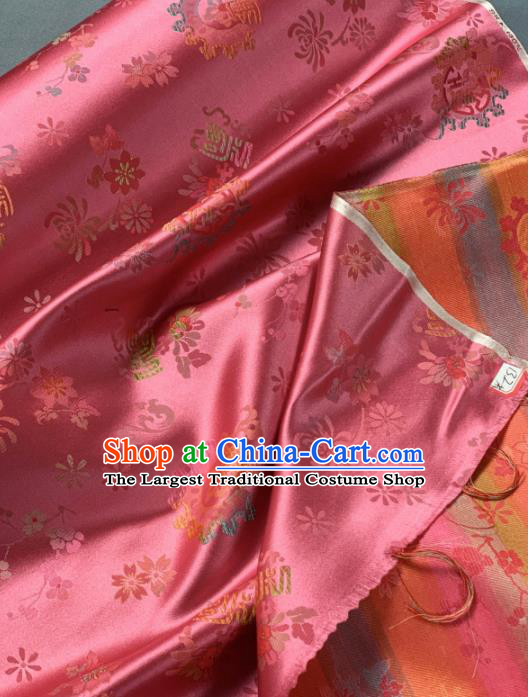 Chinese Classical Chrysanthemum Pattern Design Peach Pink Silk Fabric Asian Traditional Hanfu Brocade Material