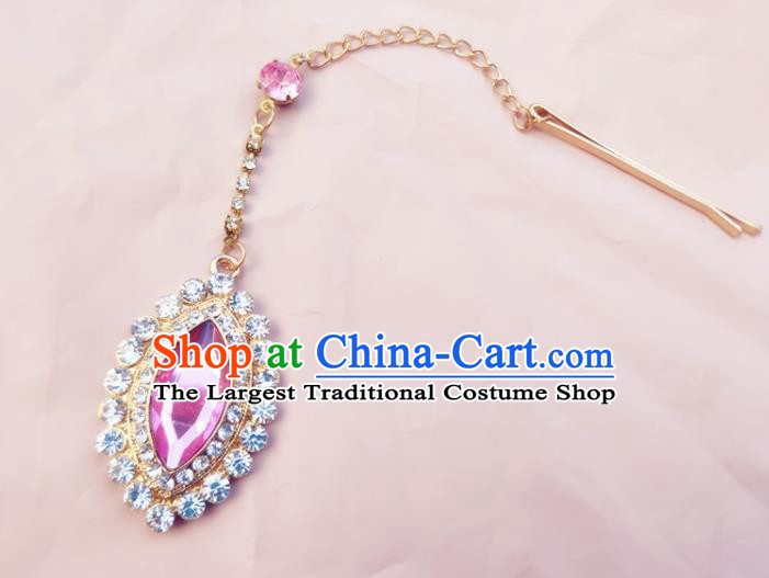 India Traditional Pink Eyebrows Pendant Asian Indian Handmade Hair Accessories for Women