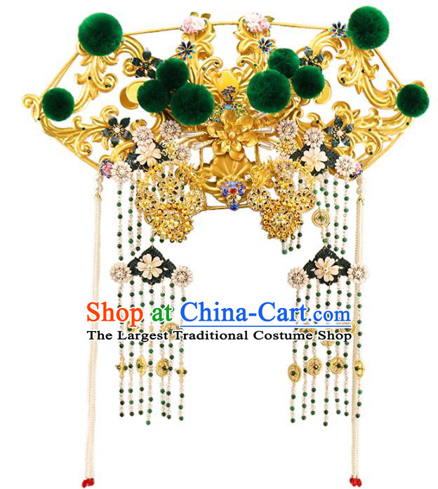Traditional Chinese Qing Dynasty Phoenix Coronet Hairpins Headdress Ancient Empress Hair Accessories for Women