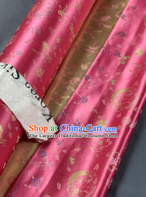Asian Chinese Traditional Crane Pattern Design Rosy Brocade Fabric Silk Fabric Tapestry Satin