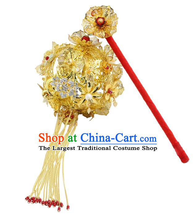 Traditional Chinese Wedding Prop Golden Lantern Ancient Bride Handmade Accessories for Women