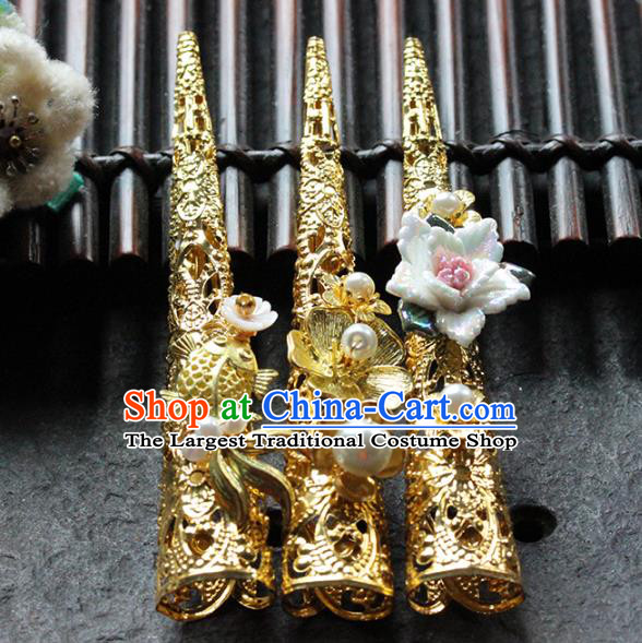 Traditional Chinese Qing Dynasty Nail Wraps Ancient Court Queen Handmade Finger Accessories for Women