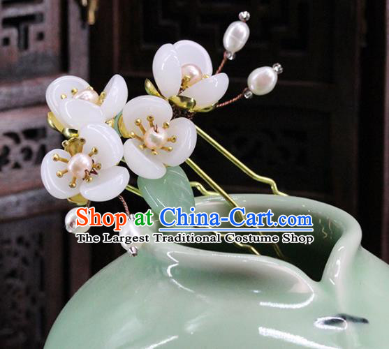 Traditional Chinese Handmade Jasmine Flower Hairpins Headdress Ancient Hanfu Hair Accessories for Women