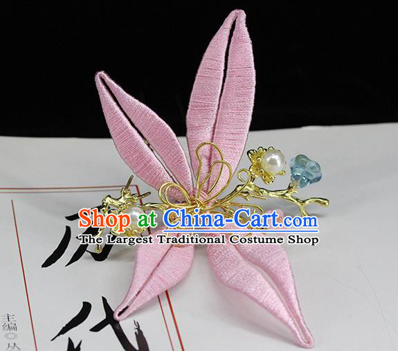 Traditional Chinese Wedding Hair Crown Pink Flower Hairpins Headdress Ancient Bride Hair Accessories for Women