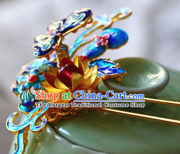 Traditional Chinese Palace Cloisonne Butterfly Pearls Tassel Hairpin Headdress Ancient Court Hair Accessories for Women