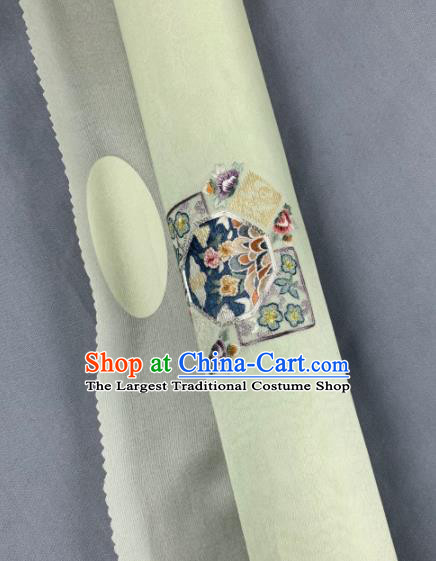 Chinese Traditional Embroidered Pattern Design Light Green Silk Fabric Asian Hanfu Material