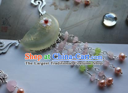Traditional Chinese Handmade Jade Carving Necklace Ancient Hanfu Necklet Accessories for Women
