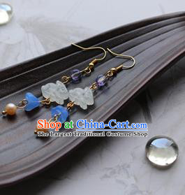 Traditional Chinese Handmade Jade Rabbit Earrings Ancient Hanfu Ear Accessories for Women