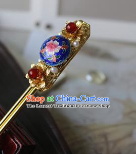Traditional Chinese Bride Cloisonne Golden Hairpin Headdress Ancient Court Hair Accessories for Women