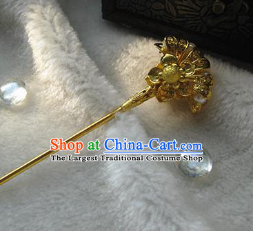 Traditional Chinese Bride Golden Ginkgo Leaf Hairpin Headdress Ancient Court Hair Accessories for Women