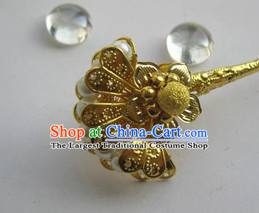 Traditional Chinese Bride Golden Ginkgo Leaf Hairpin Headdress Ancient Court Hair Accessories for Women