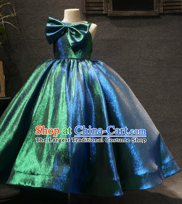 Top Grade Children Princess Green Full Dress Catwalks Stage Show Birthday Costume for Kids